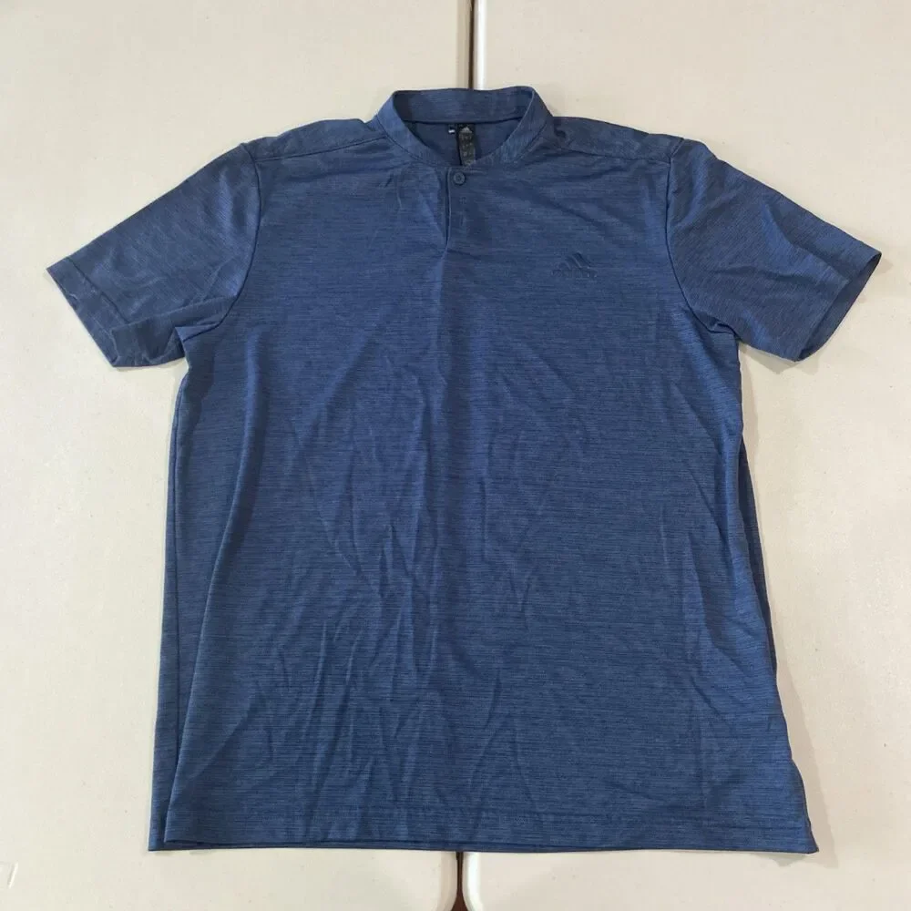 Adidas Golf Polo Mens M Blue Blade Collar Performance Stretch Lightweight